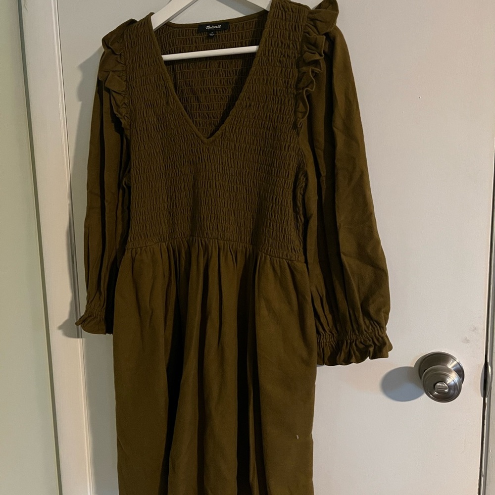 Madewell Olive Long Sleeve Dress